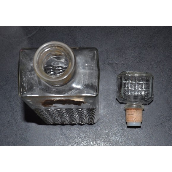 Vintage Old Taylor Bourbon Heavy Cut Glass Decanter w/ Cork Stopper 11.25" Tall - Picture 6 of 9